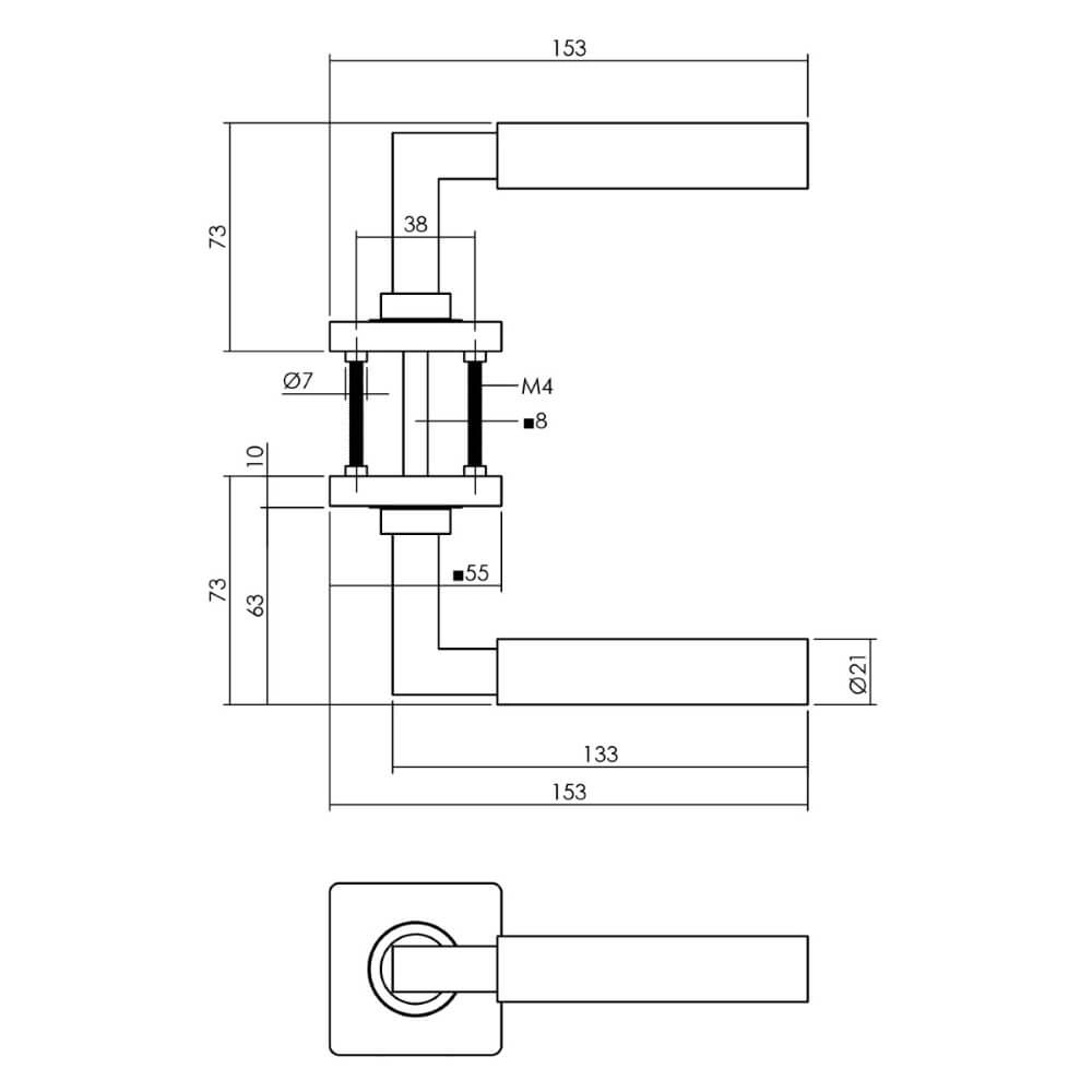 Complete door handle set Bau-Stil Black toilet Intersteel 8714186634646