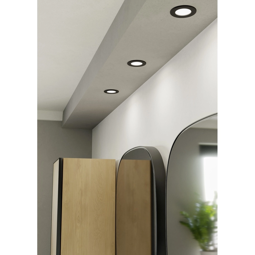 IP44 recessed spotlight Fueva 6 round - black - Ø 8,8cm Eglo 9008606330904
