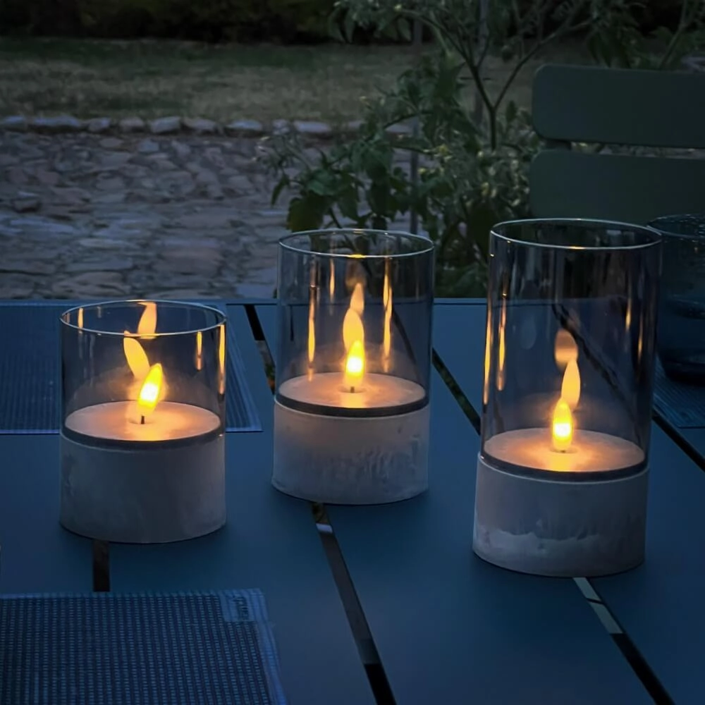 Set of 3 table lamps Bougie smoke glass Brilliant 4004353428326