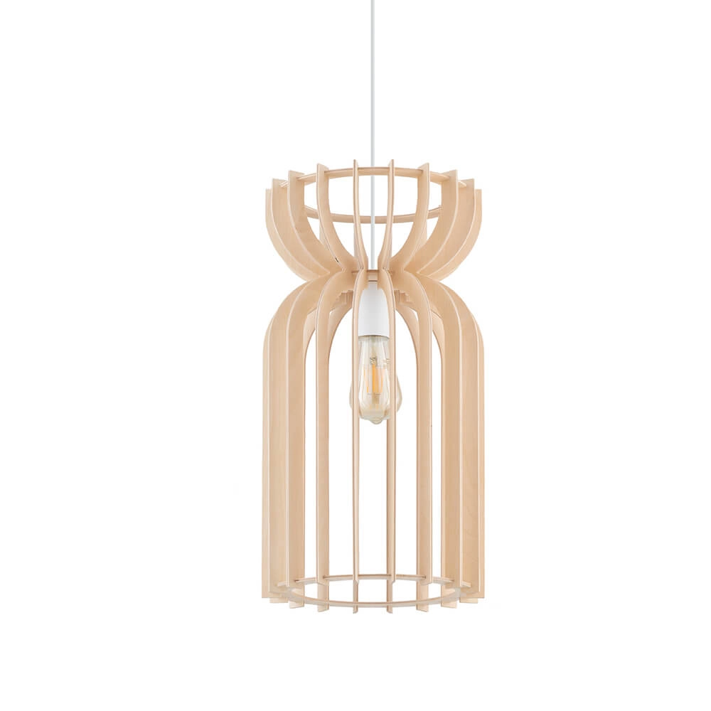 Wooden hanging lamp Kymi Ø 26cm - wood brown