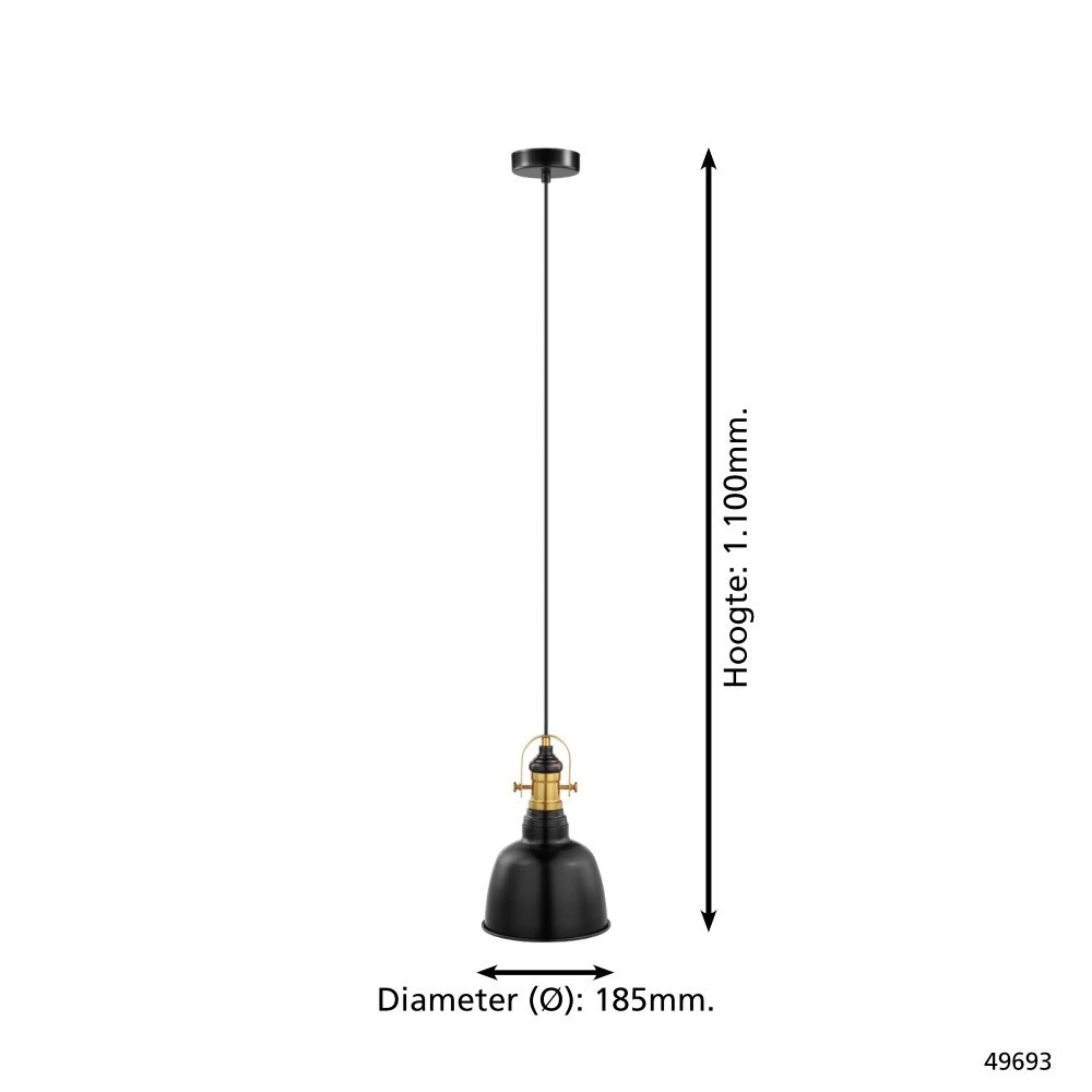 Pendant lamp Gilwell 18,5cm black with gold Eglo 9002759496937