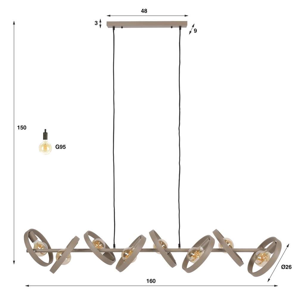 8 rings pendant light dining table Hover sand - Ø 26cm Lyora 8716803513372