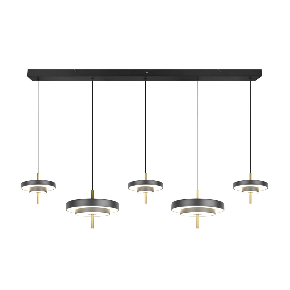 5-light pendant lamp Keaton black with gold Trio 4017807655483