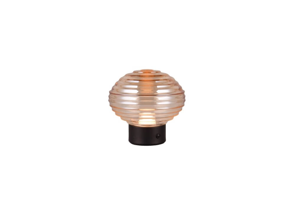 Rechargeable table lamp black Earl Amber glass Trio 4017807601923