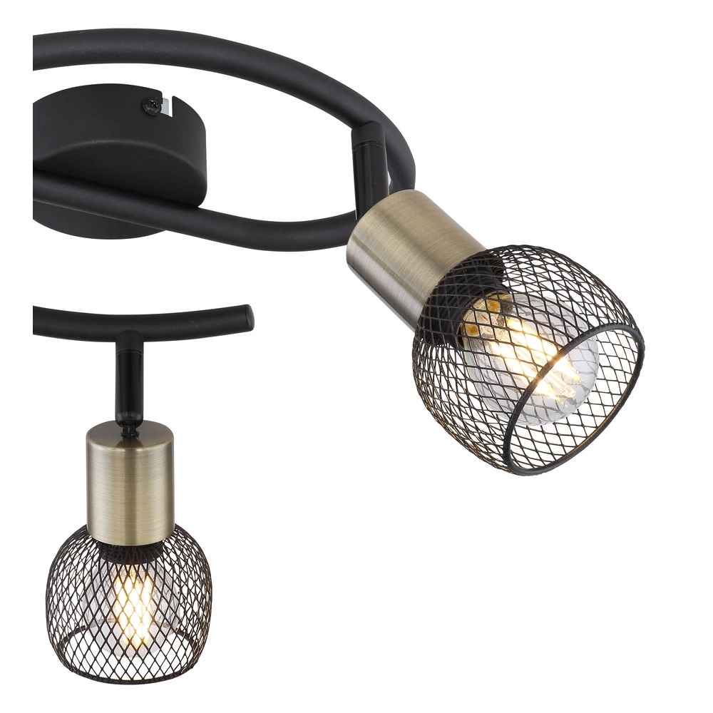 Ceiling lamp Fiastra 3-light black with mesh Globo 9007371427116