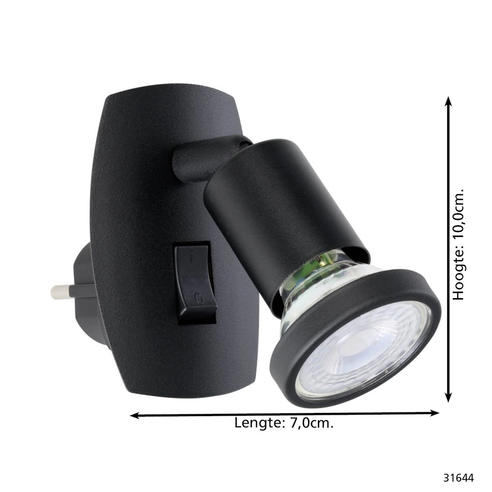 Plug wall lamp Parrini Switch - Black Eglo 9002759316440
