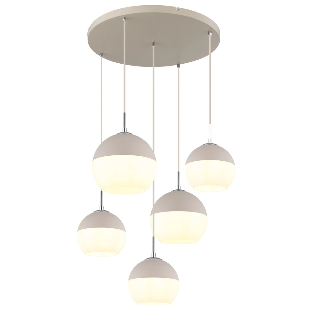 5-light pendant lamp Ragusa round sand brown