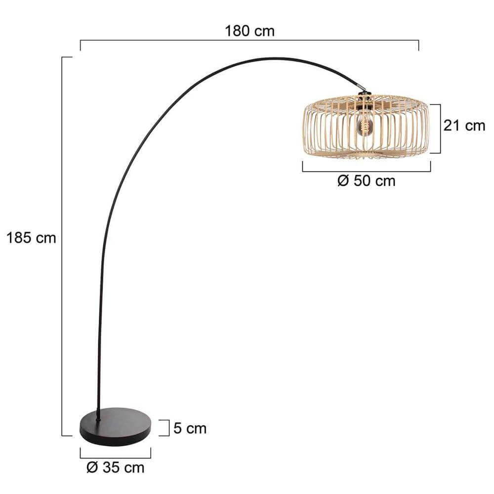 Arc lamp Solva black with bamboo Steinhauer 8712746176889