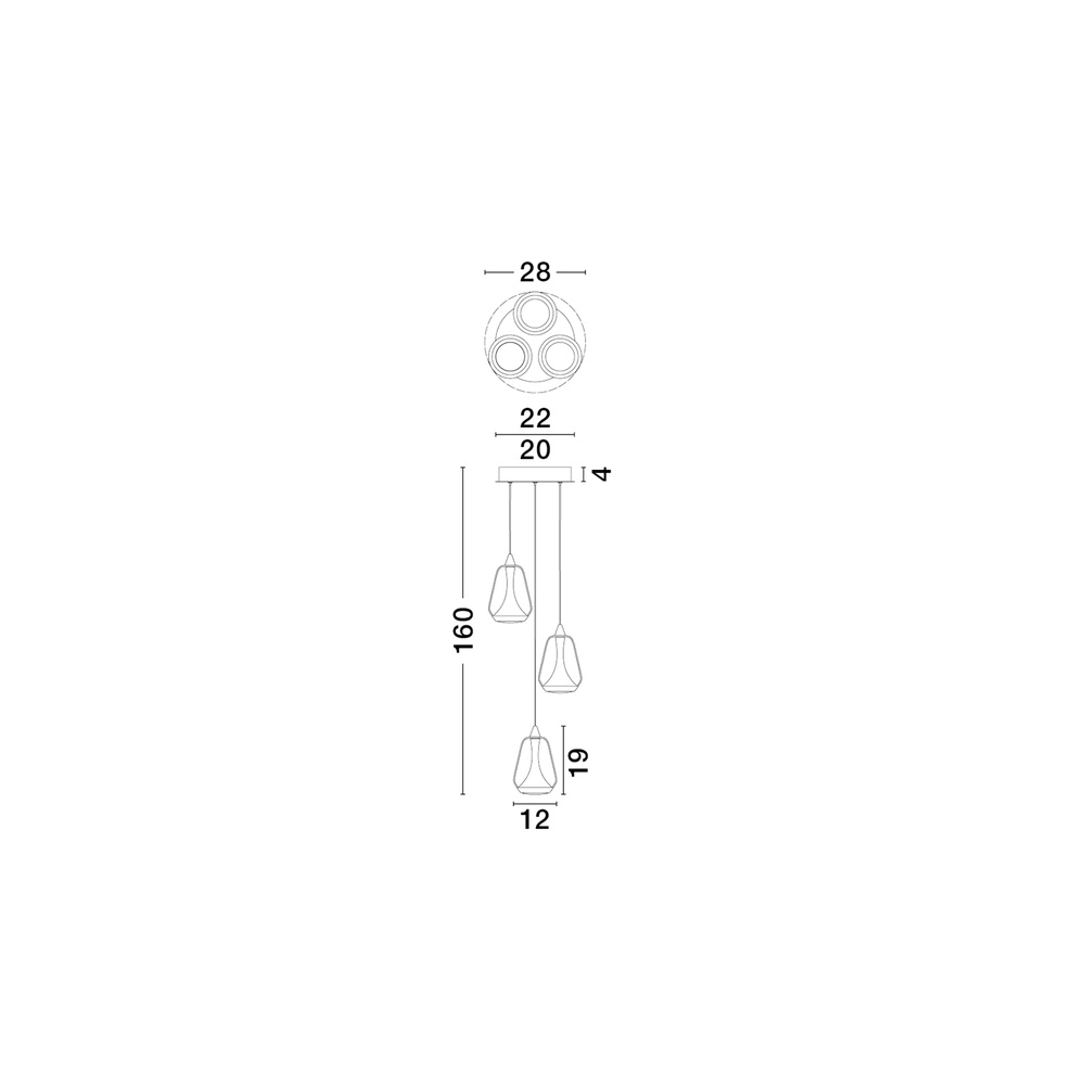 Design pendant lamp Alish 3-light amber glass Lyora 5212017477712