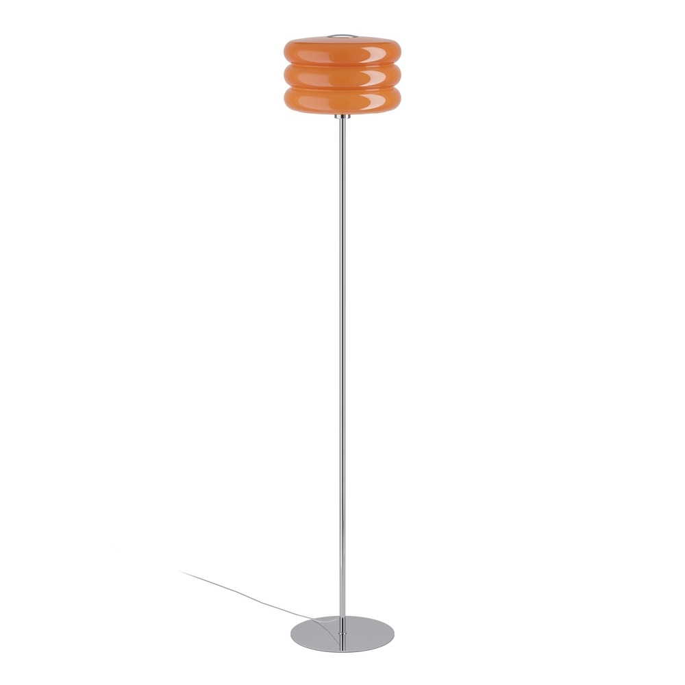 Design floor lamp Tortora chrome with orange Ø 30cm