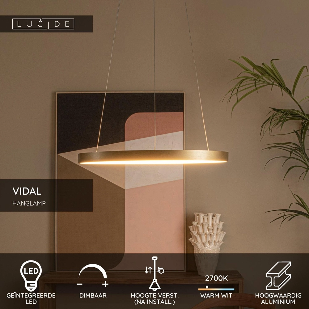 Pendant lamp Vidal Ø 58cm gold Lucide 5411212460844
