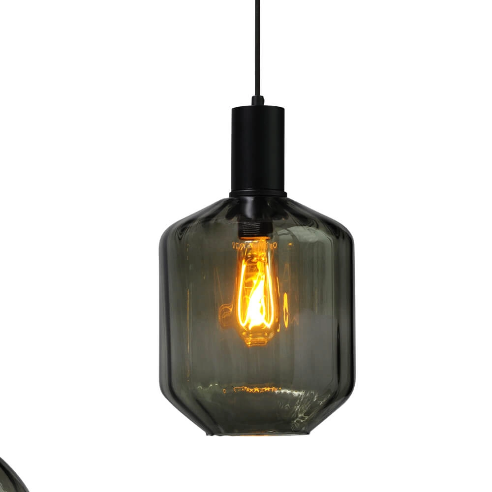 5-light hanging lamp - black - Porto with different glasses Masterlight 8718121270388
