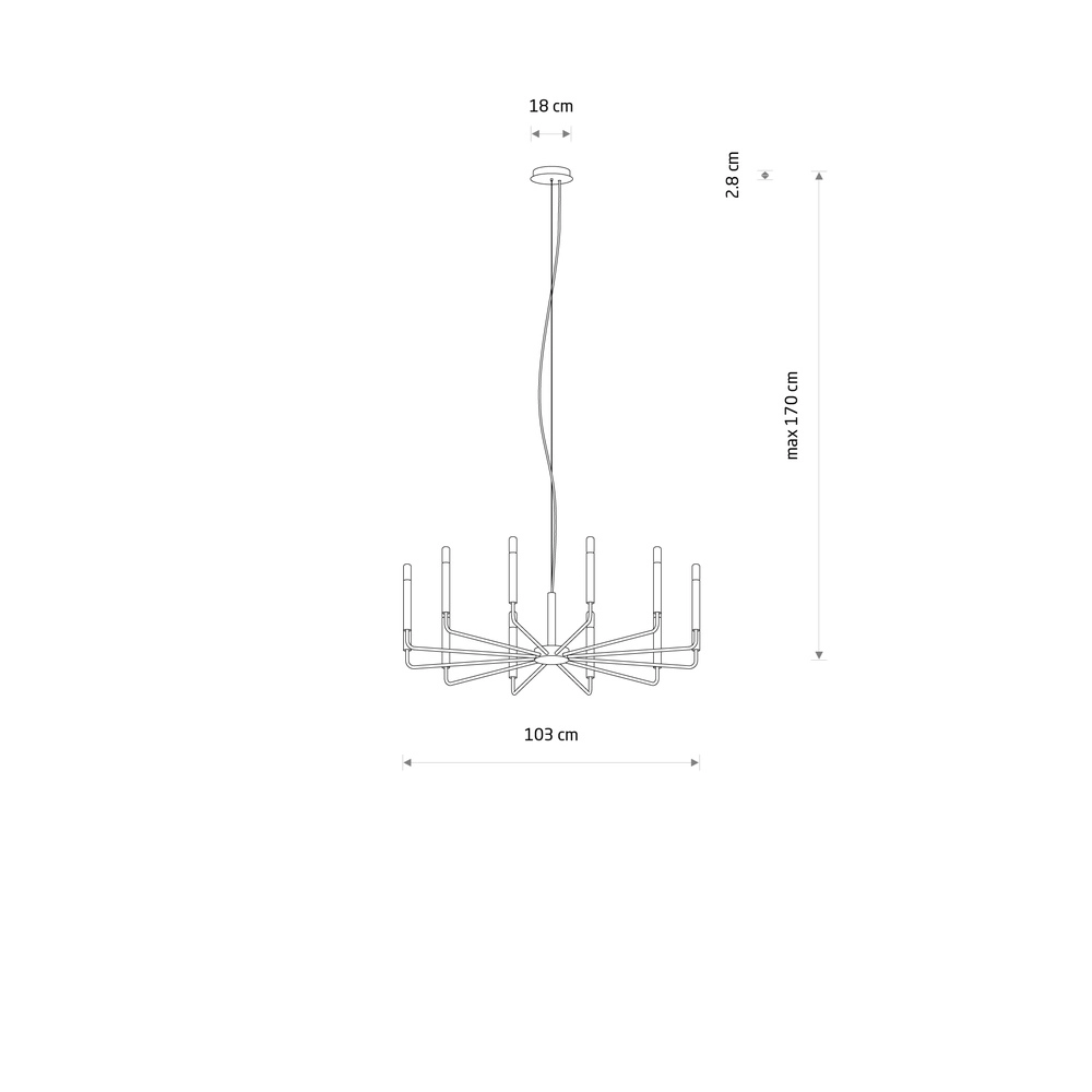 Modern chandelier Orto black Ø 103cm