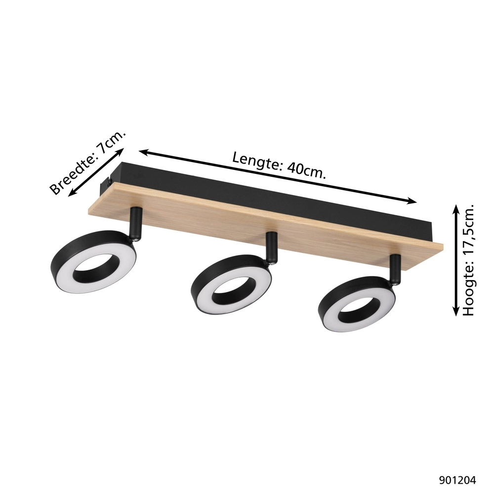 Led ceiling light Rielves 3-light with wood Eglo 9008606313723