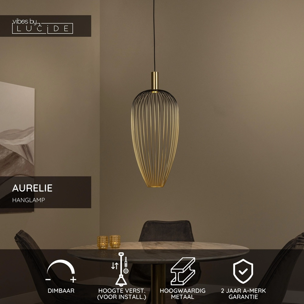 Wire lamp Aurelie Ø 30cm gold Lucide Vibes 5411212212283