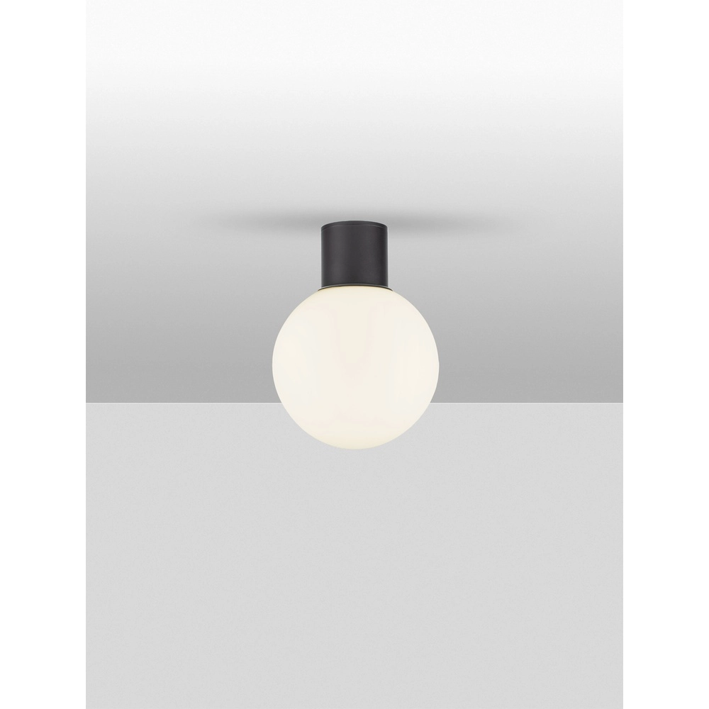Ceiling lamp Spix anthracite with white convex glass