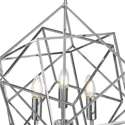 Chrome pendant lamp Cube Ø 48cm Searchlight 5053423101798