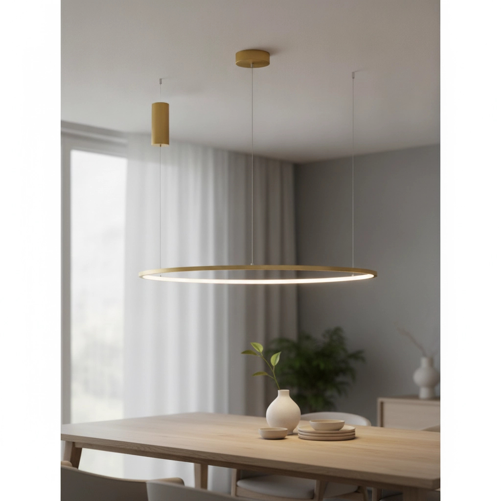 Round pendant lamp Tarquin gold Ø 100cm
