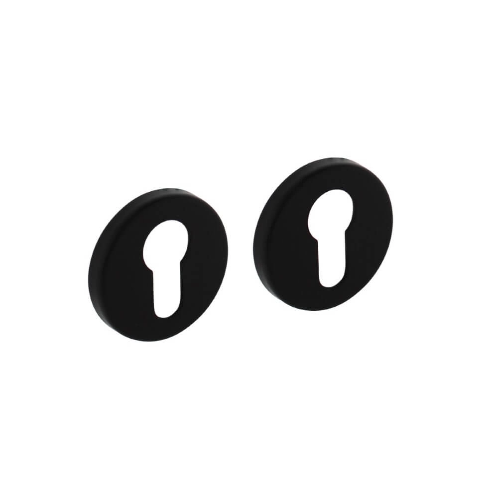 Set of 2 Cylinder Rosettes Tira Round Black Aluminum