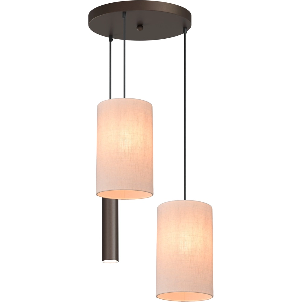 3-light pendant lamp Lisbourg Cocoa with off white cap