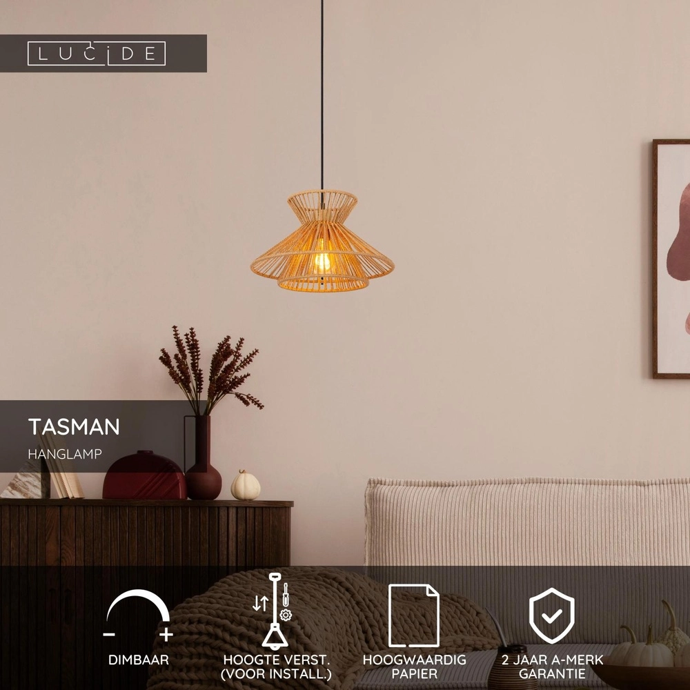 Pendant lamp Tasman Rattan Lucide 5411212106001