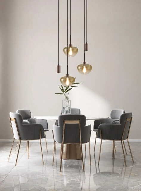 5-light pendant lamp Genua brown with 2x gold glass Ø 24cm and 2x pendant Masterlight 8718121357140