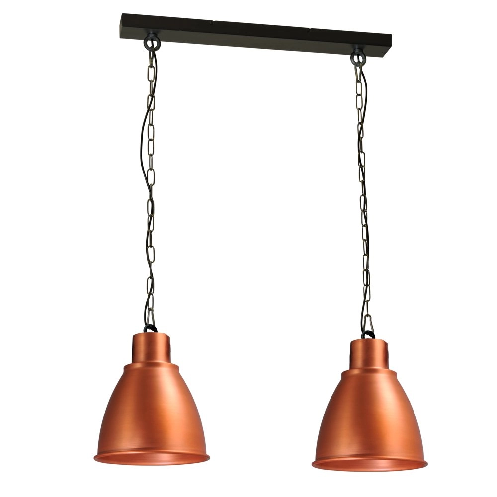 Dining room lamp Industria 2x27 red copper with black