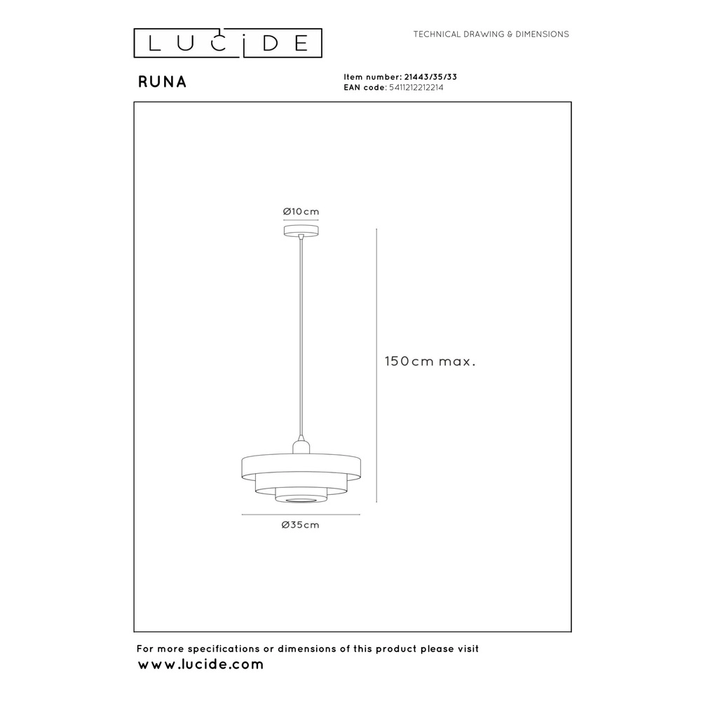 Design pendant lamp Runa green Ø 35cm Lucide 5411212212214