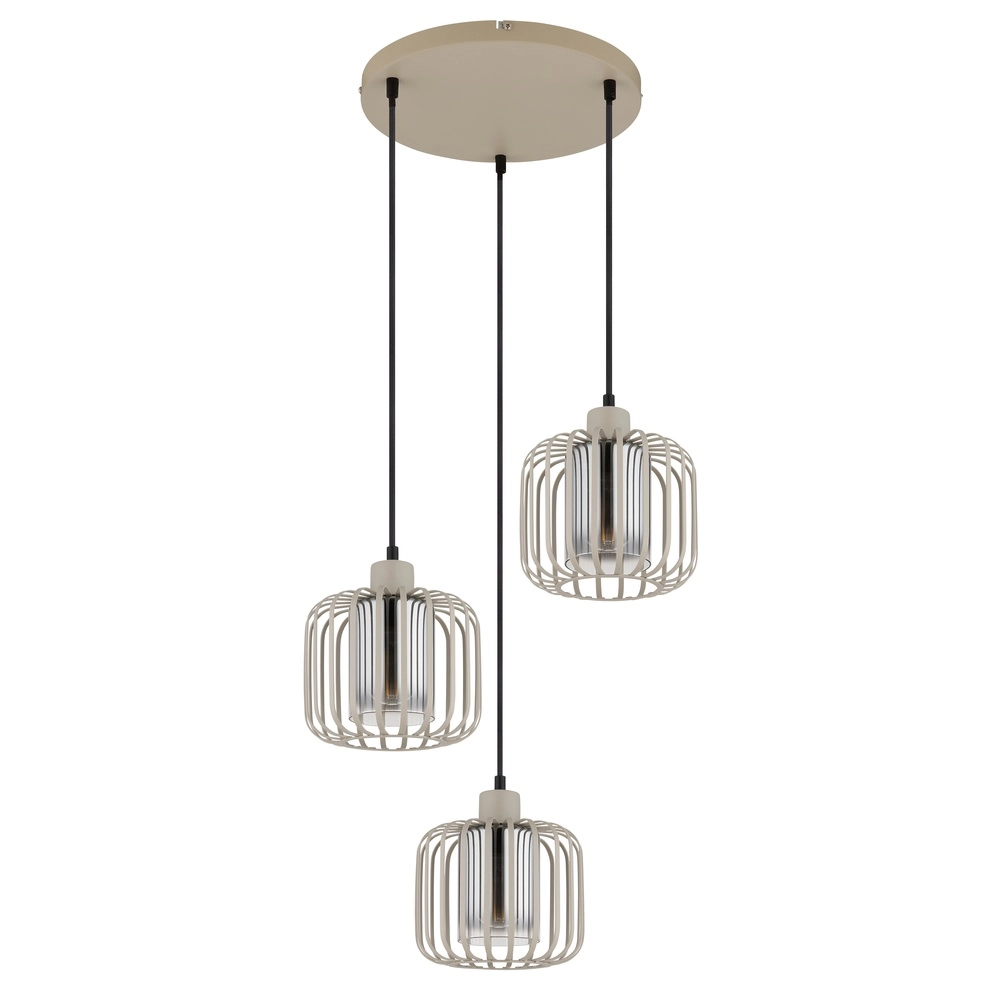 3-light pendant lamp Alfred round sand brown Globo 9007371531615