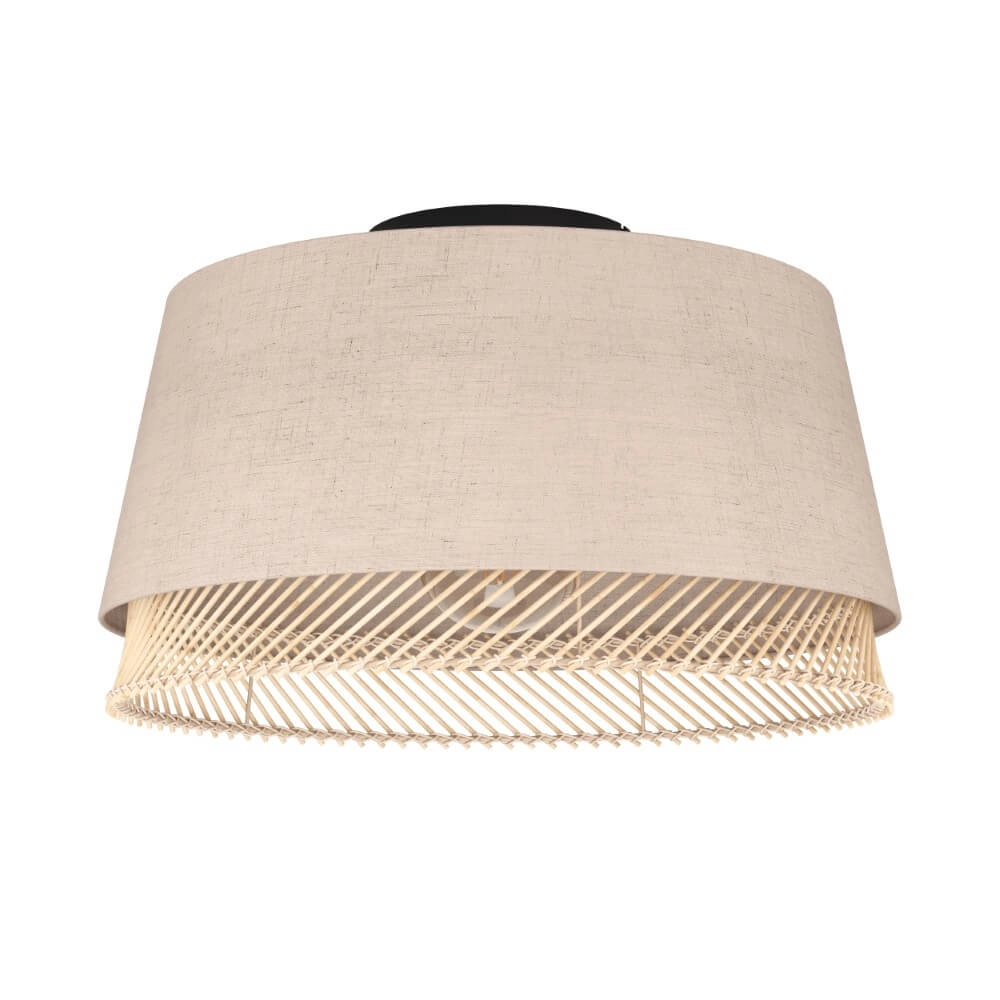 Ceiling lamp Tabley Ø 38cm - linen with rattan