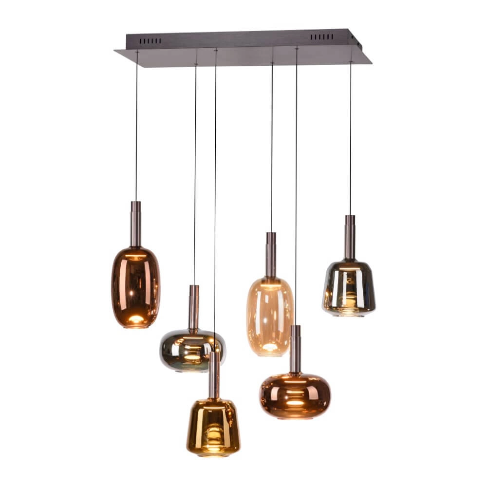 Cheerful hanging lamp Irides 6-light straight