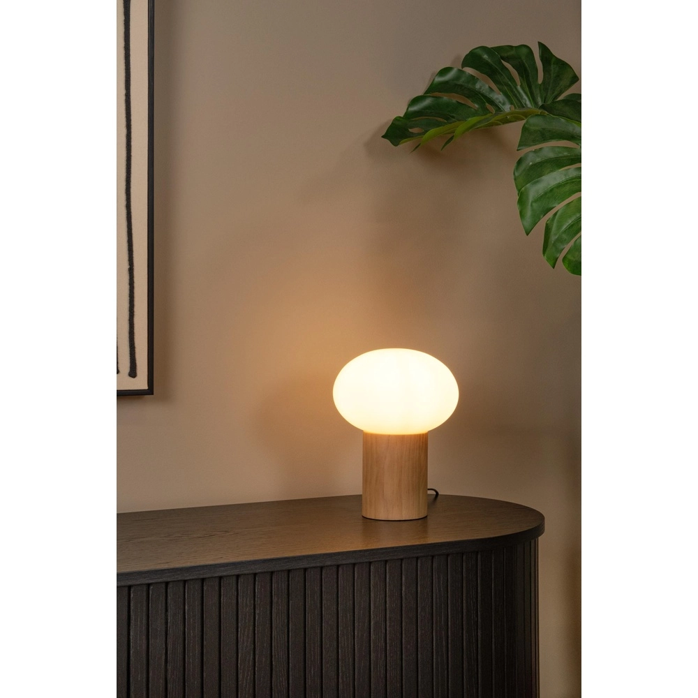 Scandinavian table lamp Birtle Light wood with white Lucide 5411212051714