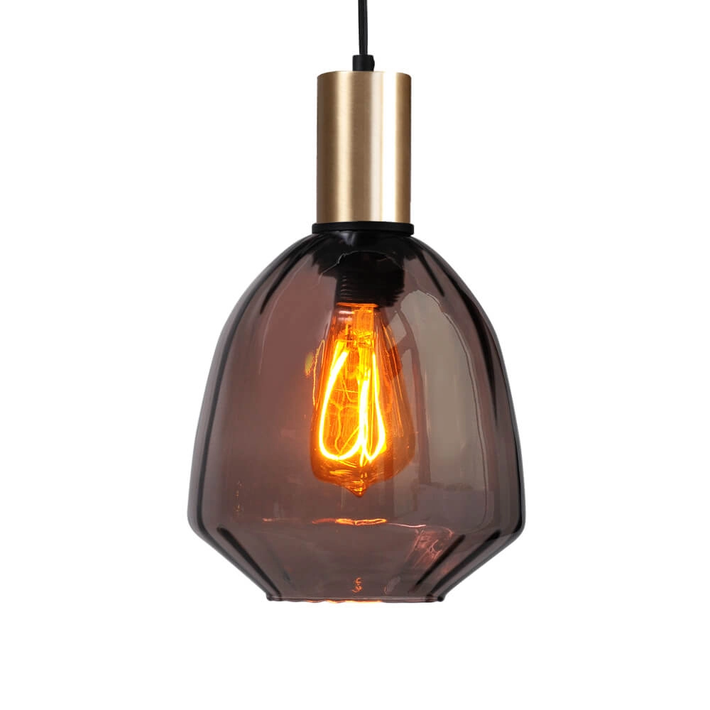 Hanging lamp gold Porto with Nicolette red glass - Ø 20cm