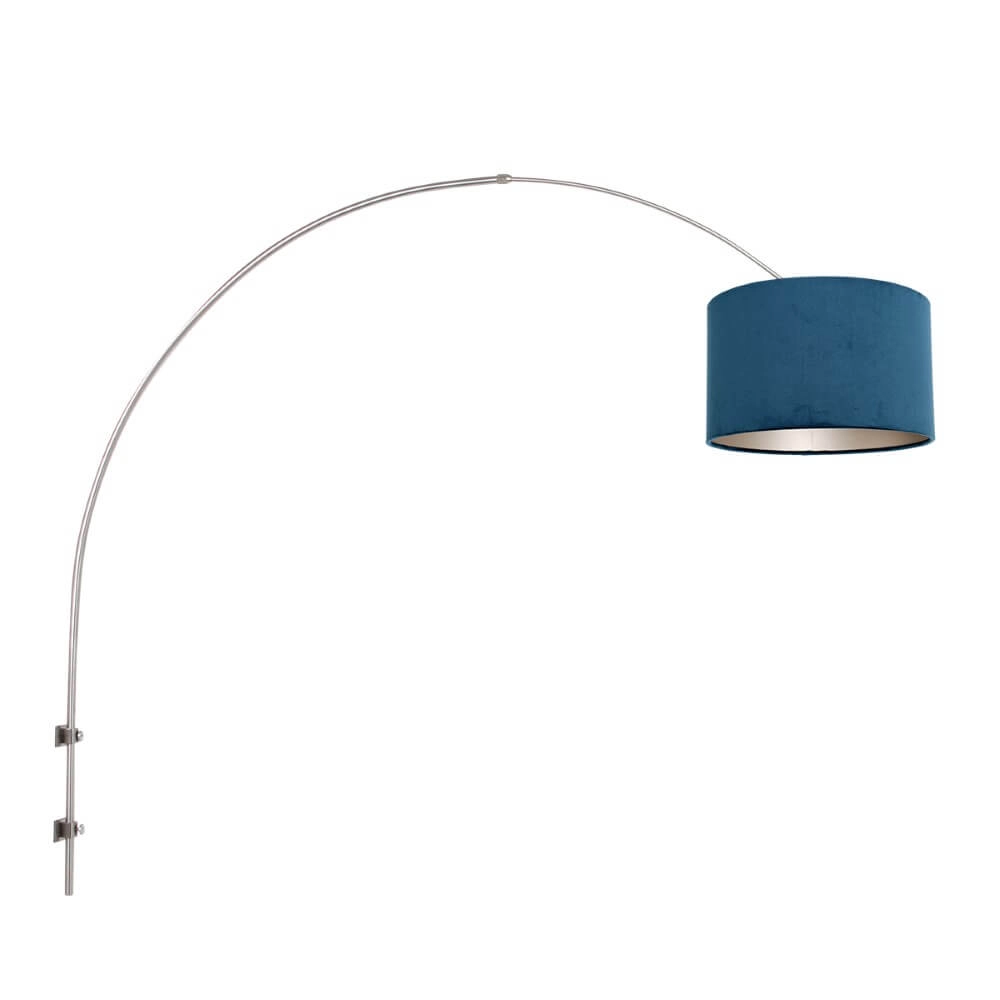 Wall arc lamp Sparkled Stainless steel with blue