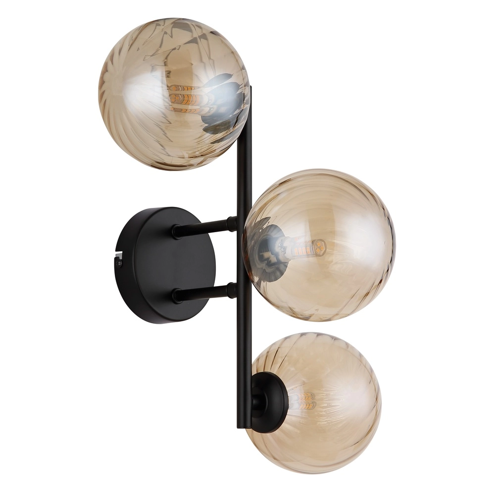 Black wall lamp Conor with amber glass Globo 9007371515189