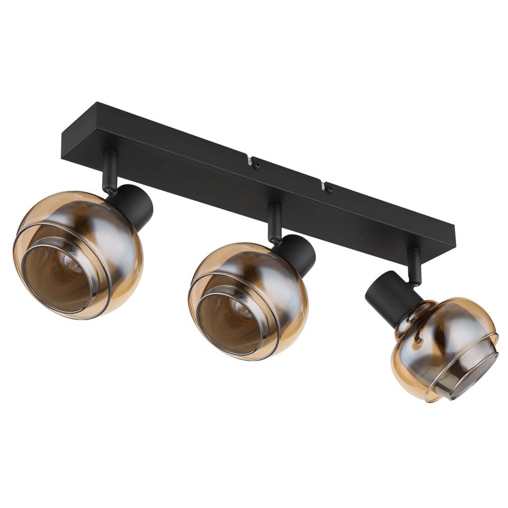 Black ceiling lamp Tokki 3-light amber smoke glass Globo 9007371458028