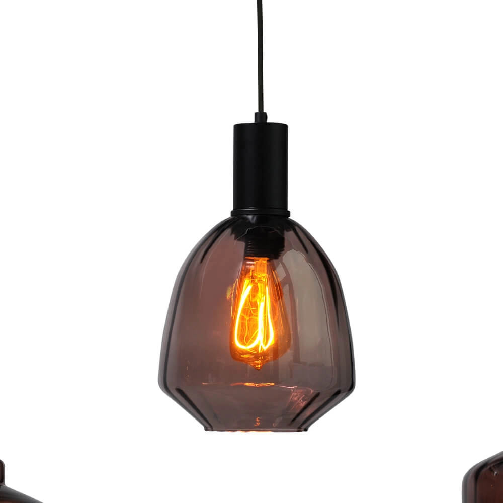 5-light hanging lamp - black - Porto with different glasses Masterlight 8718121270388