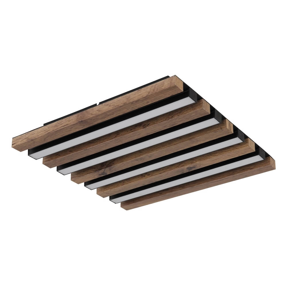 Ceiling lamp Hayden black with wood square 30cm Globo 9007371507641