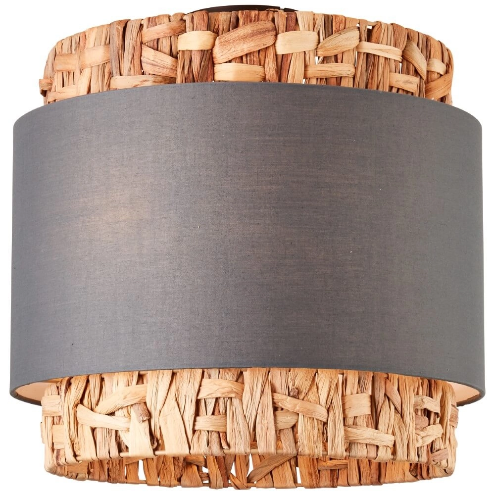 Ceiling light Waterlilly rattan with gray fabric