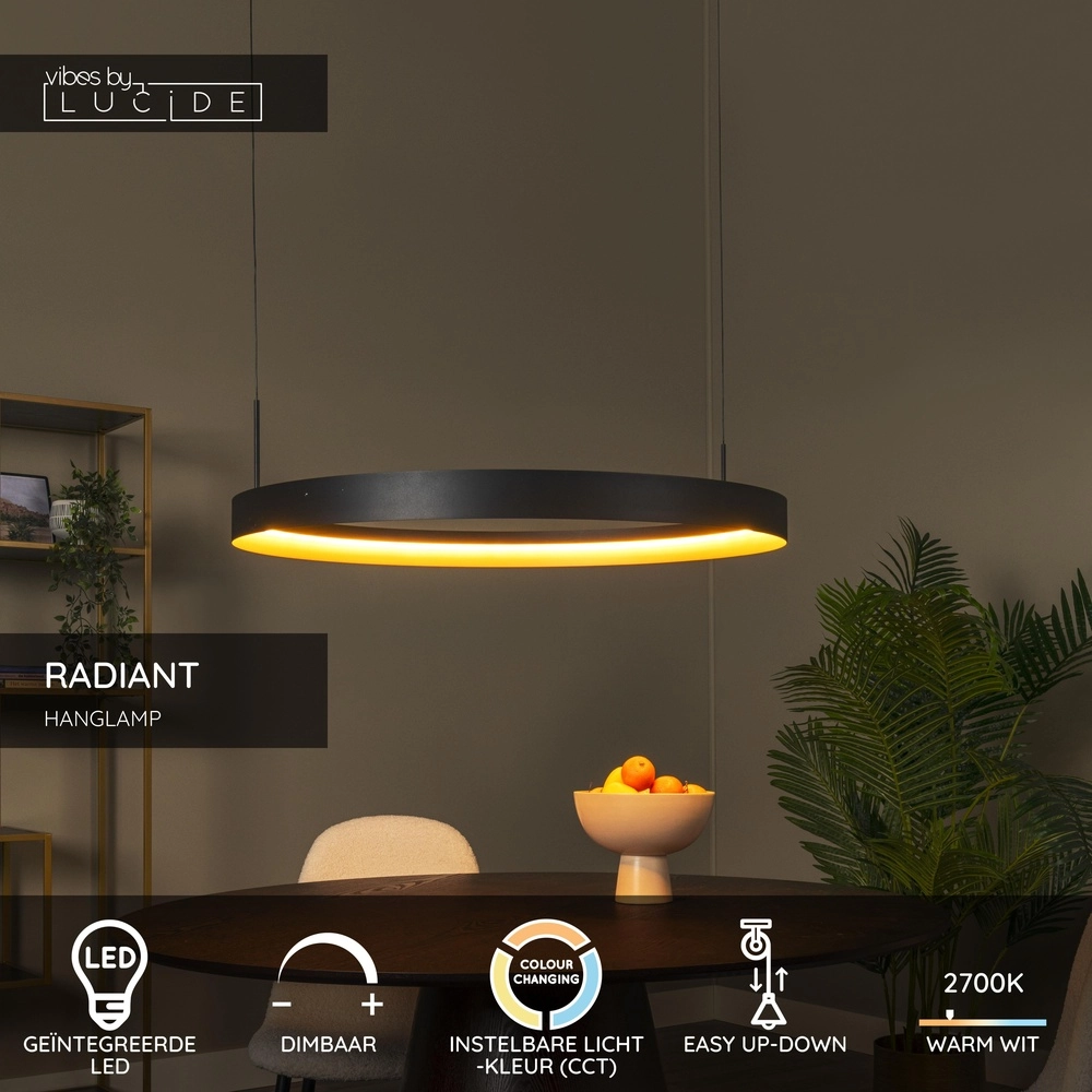 Design pendant lamp Radiant black Ø 80cm Lucide Vibes 5411212461131