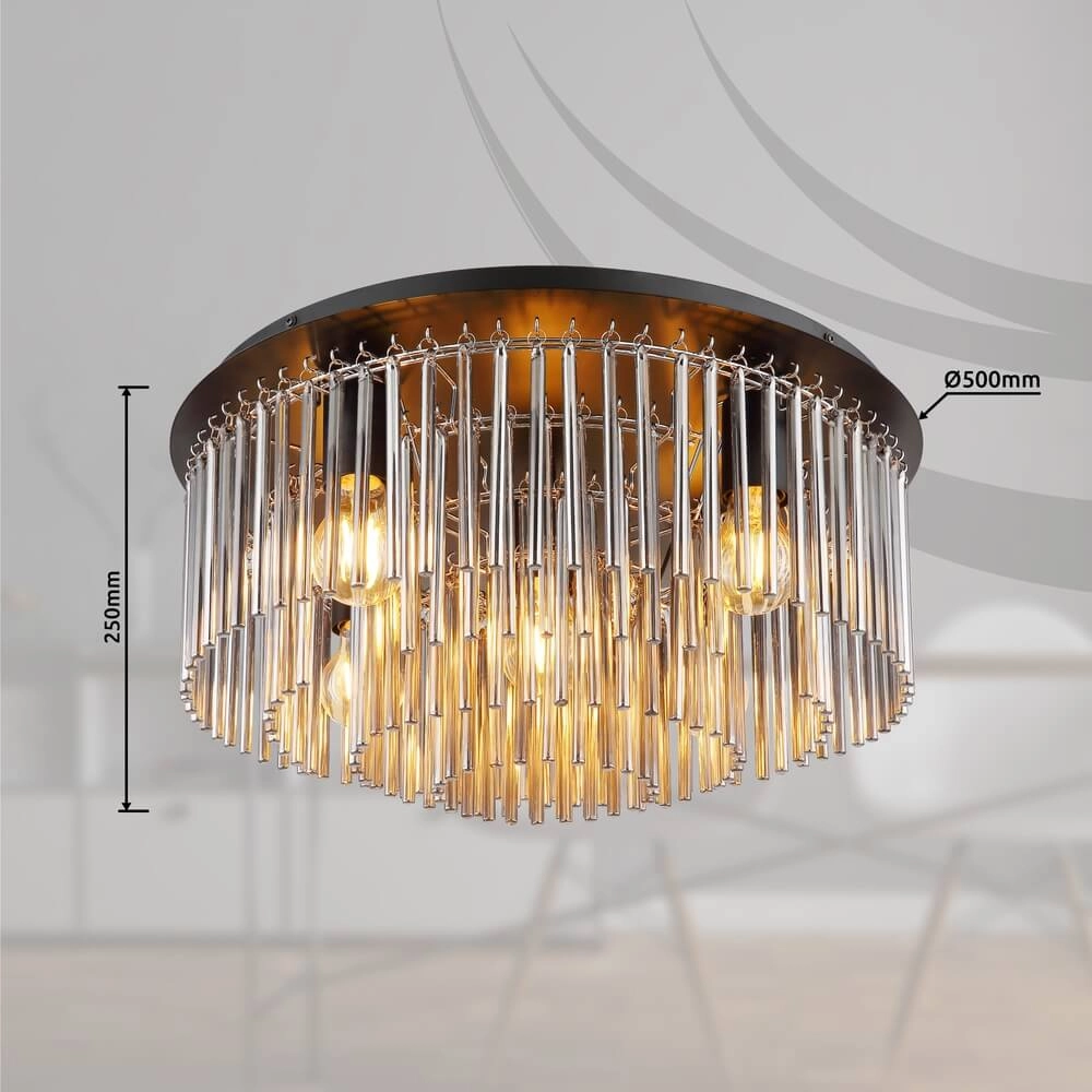 Black ceiling lamp Gorley with glass Ø 32cm Globo 9007371448951