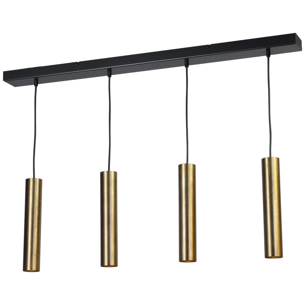 Black dining room hanging lamp Run 4-light cylinders gold