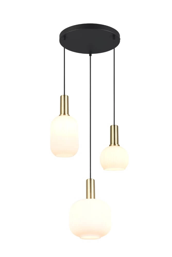 Dining room pendant lamp Diva 3-light - white glass Trio 4017807614503