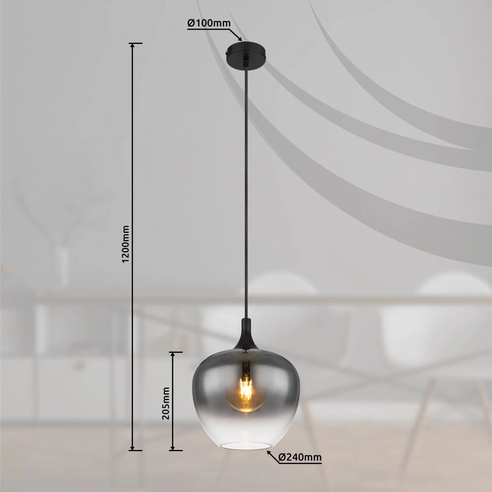 Black pendant lamp Maxy single Ø 24cm Globo 9007371438396