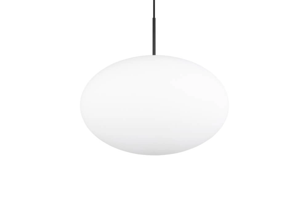 Oval pendant lamp Fomento Ø 40cm - black with white glass Trio 4017807616224