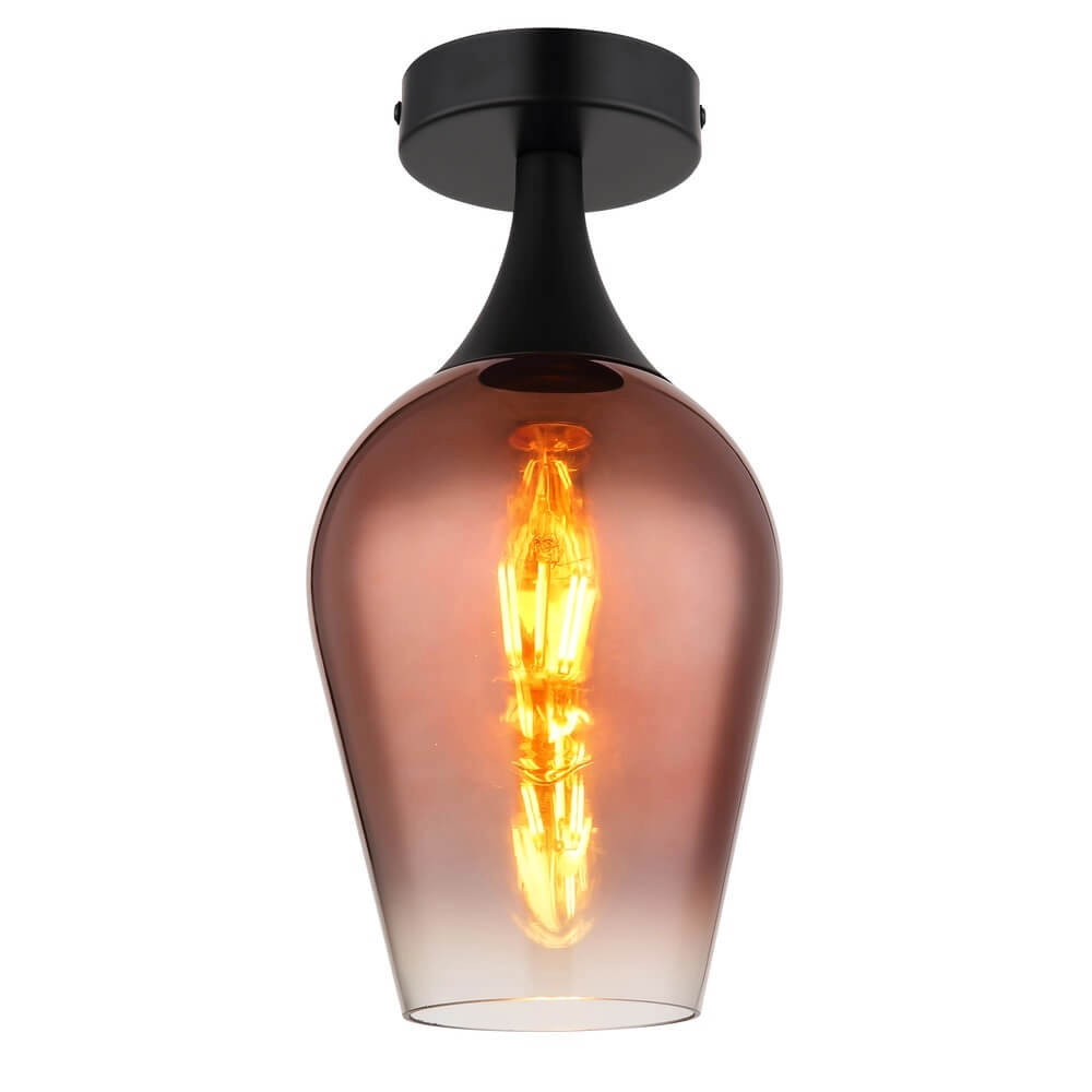 Ceiling lamp Lavus red glass Ø 15cm