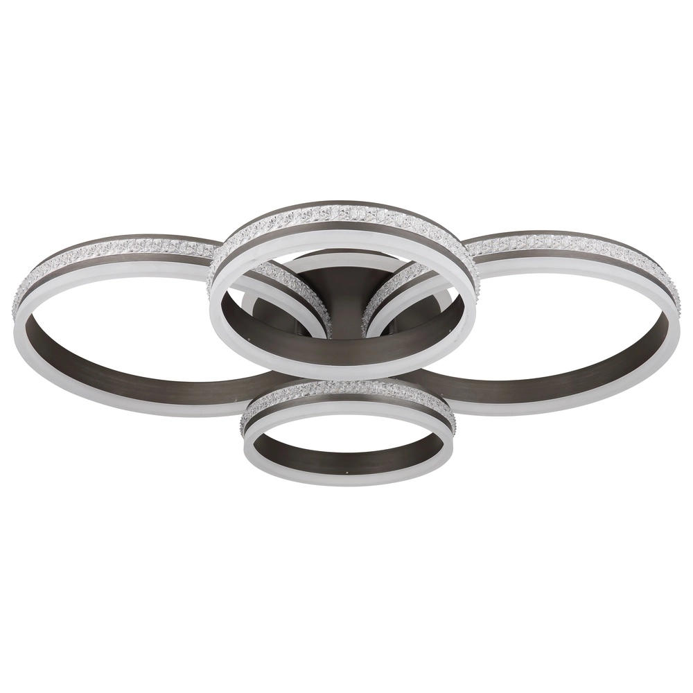 Design ceiling lamp Grouni 4 rings titanium brushed Globo 9007371446001