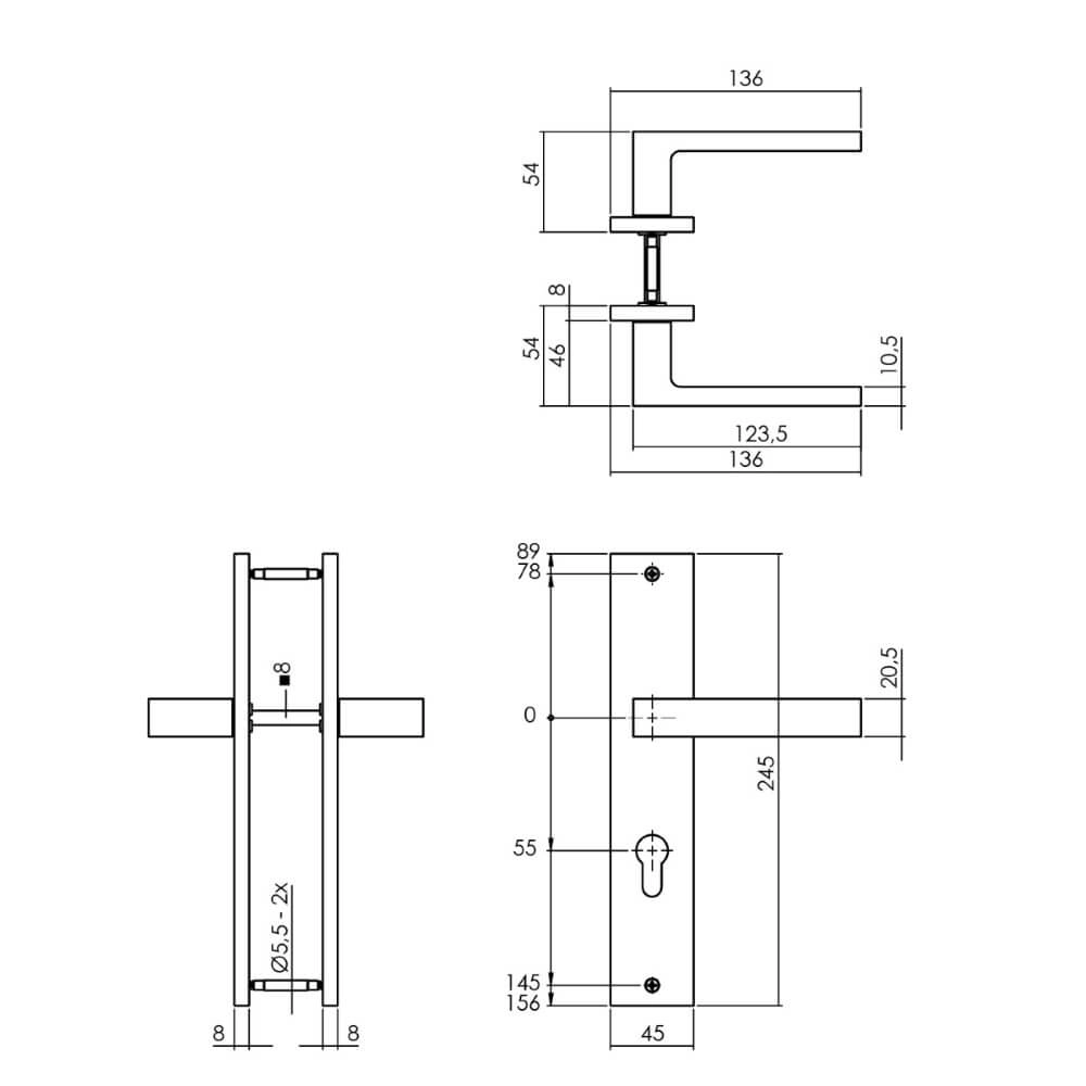 Door handle Hera PC 55mm black Intersteel 8714186555293