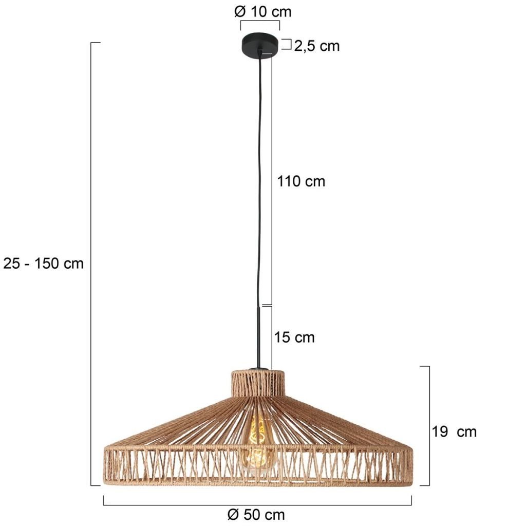 Pendant lamp Ropex with rattan shade Ø50cm Steinhauer 8712746182767