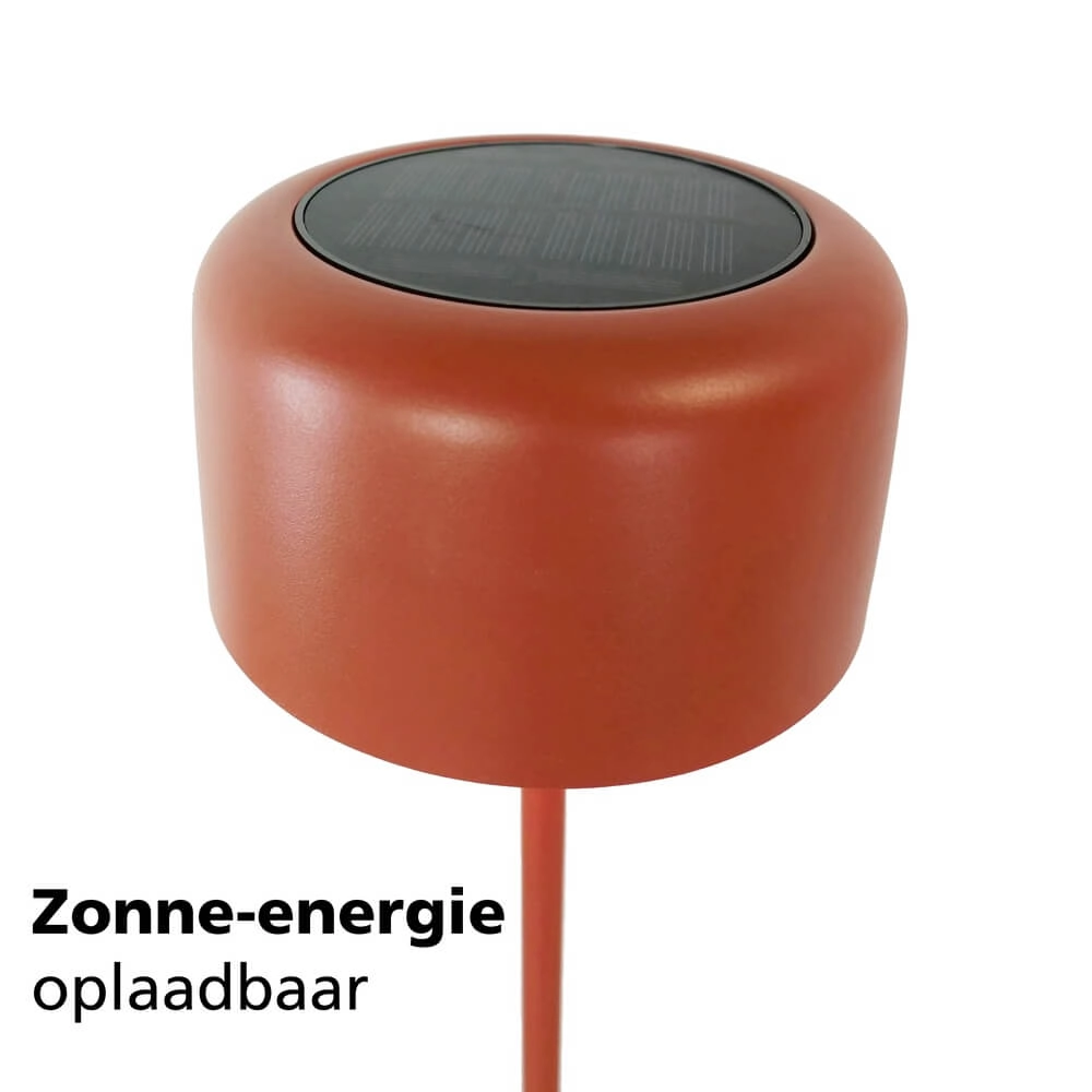 Sleek patio lamp Roccanova Solar Red with USB Eglo 9008606355105